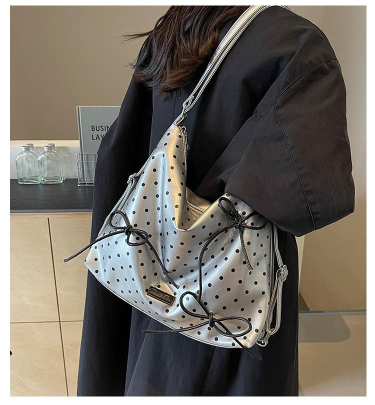 Schoolbag Casual Large Capacity College Style Women's Backpack 1011 New Popular Polka Dot Back Bag One Shoulder Crossbody Tote Bag
