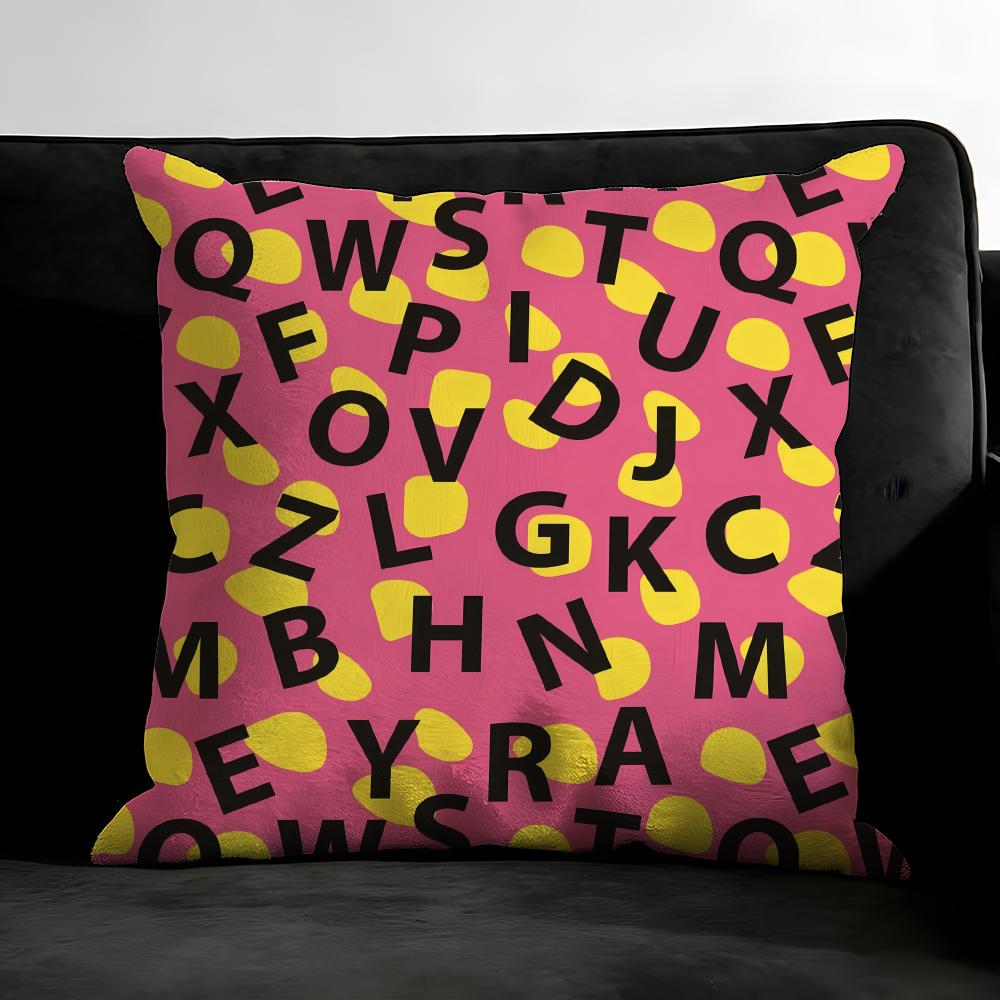 English Letters Fashion Cushion Cover Pillowcase Ultra Soft Skin Friendly Fabric Cloud Like Comfort & Concealed Zipper