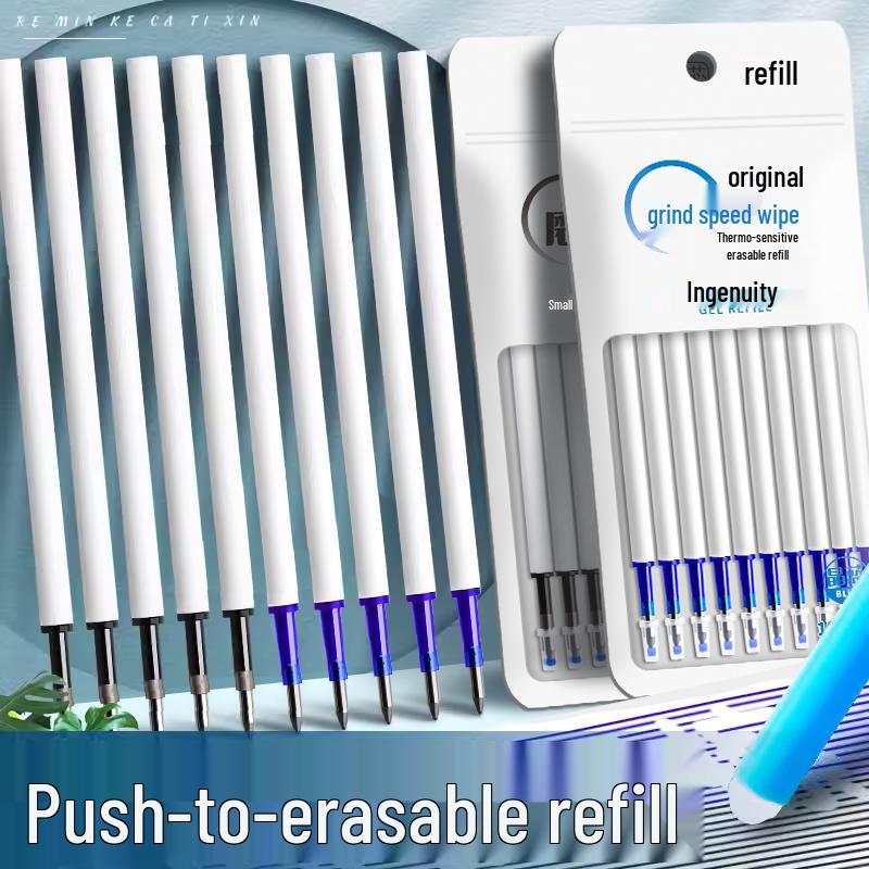 Crystal Blue Heat Erasable Refillable Gel Pen - Perfect for 3rd-5th Grade Students, Press-to-Erase Magic Rub, Easy to Use.