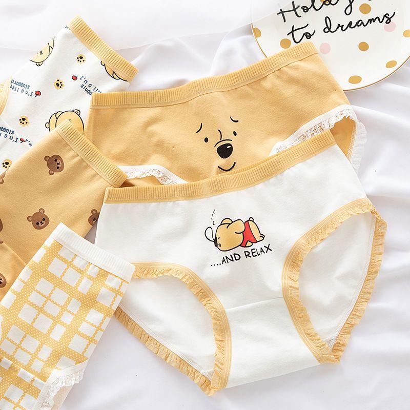 

New 5Pcs/set Cotton Panties Strawberry Bear Cartoon Girls Briefs Sexy Women Underwear Lingeries Female Underpants M&5pcs