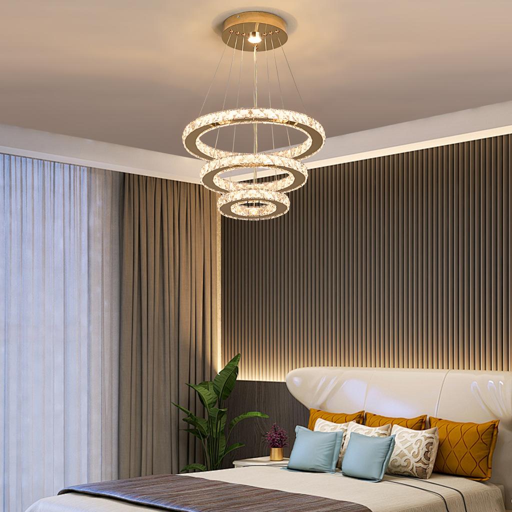 German Warehouse Gold 3 Ring 3 Color Changeable Stainless Steel Remote Controlled LED Ceiling Light for Indoor Use