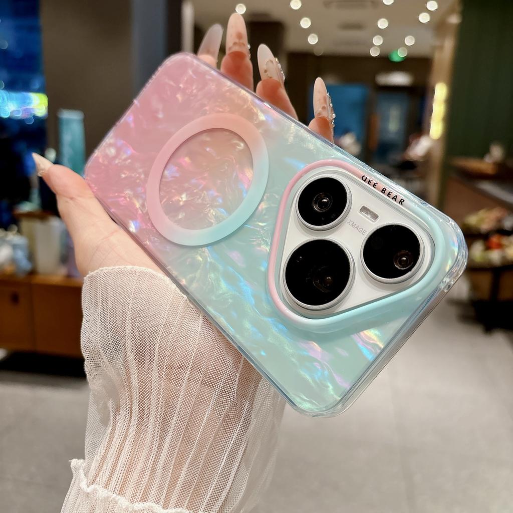 ins simple shell pattern p11pro magnetic blue powder smudge suitable for Huawei p11pro mobile phone case mate11pro