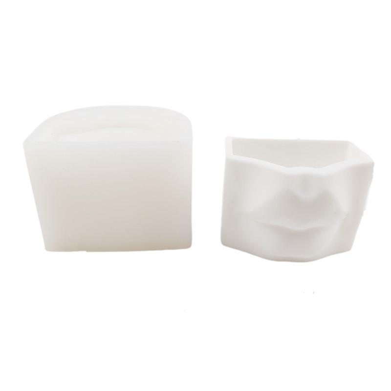 Geometric Lip Cup Shape Flower Pot Cement Silicone Mold Plaster Succulent Flower Pot Decoration Planting Potted Mold