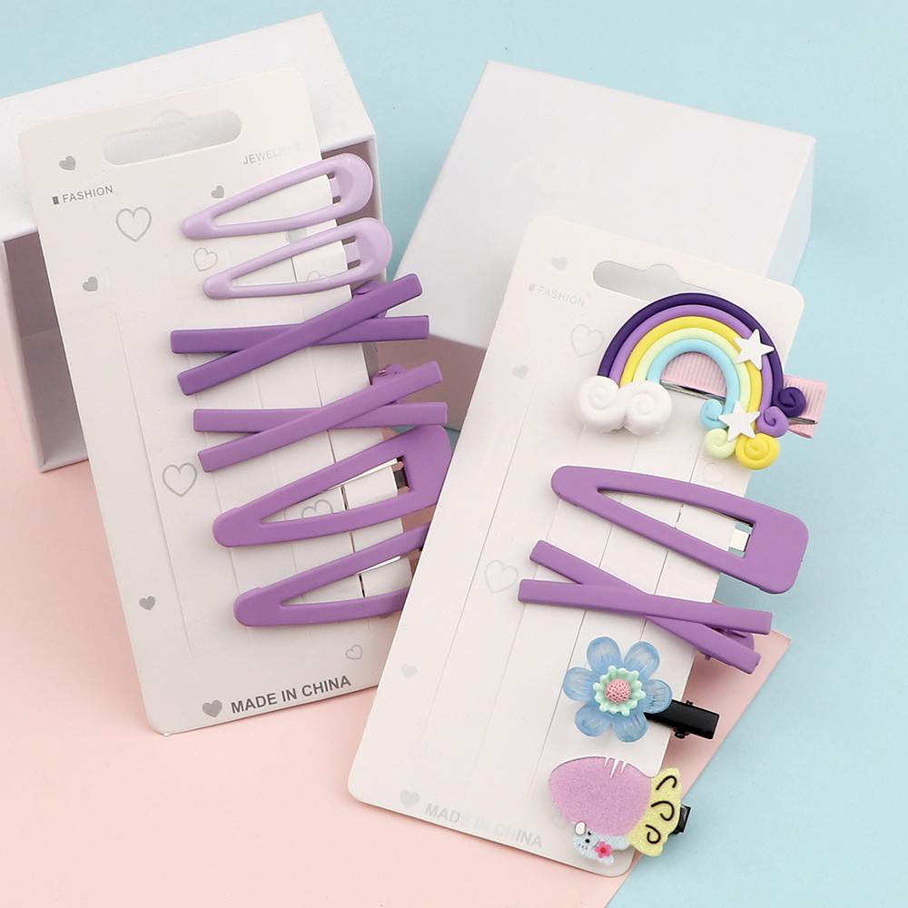 Mixed 5Pcs/Set Hair Clips Accessories Sweet Simple BB Hairpin X-shaped Hairpins 6Pcs/Sets Solid Purple Color Barrettes Headdress
