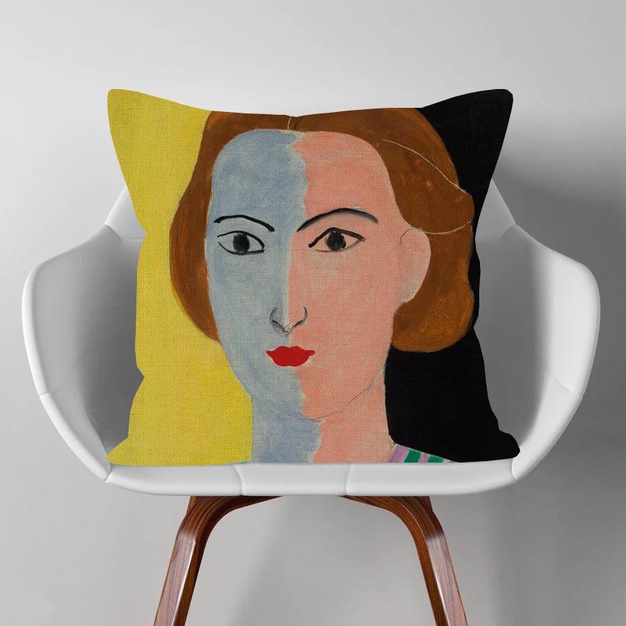 

Henri Matisse Woman Lady Portrait Painting Cushion Covers Flower Decorative Pillows For Sofa 45X45cm Home Decor 30x30cm12x12Inch