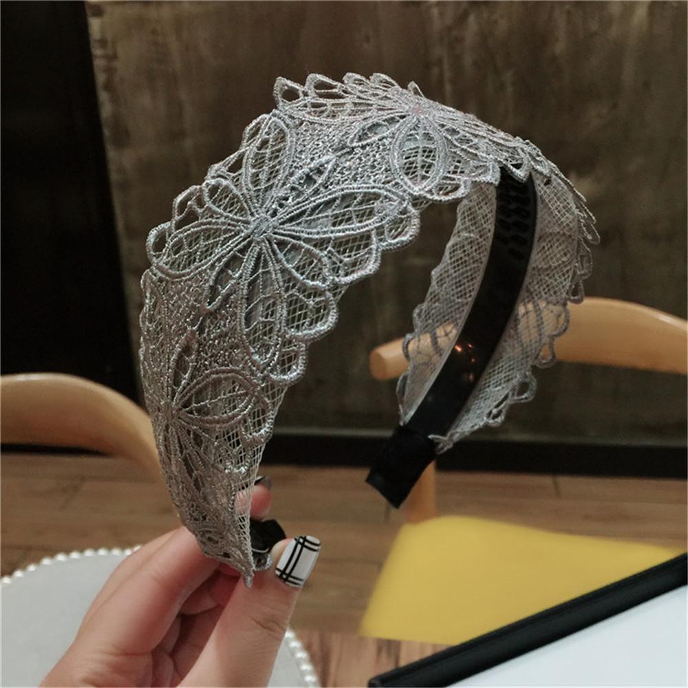 

Fashion Women Lace Hairbands Wide Hair Hoop No-slip Lady Flower Hollow Headbands with Teeth Elegant Female Hair Accessories Size fits all