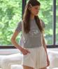 LETTER FROM MOON Butterfly Ribbon Crop T-Shirt (Melange Grey)