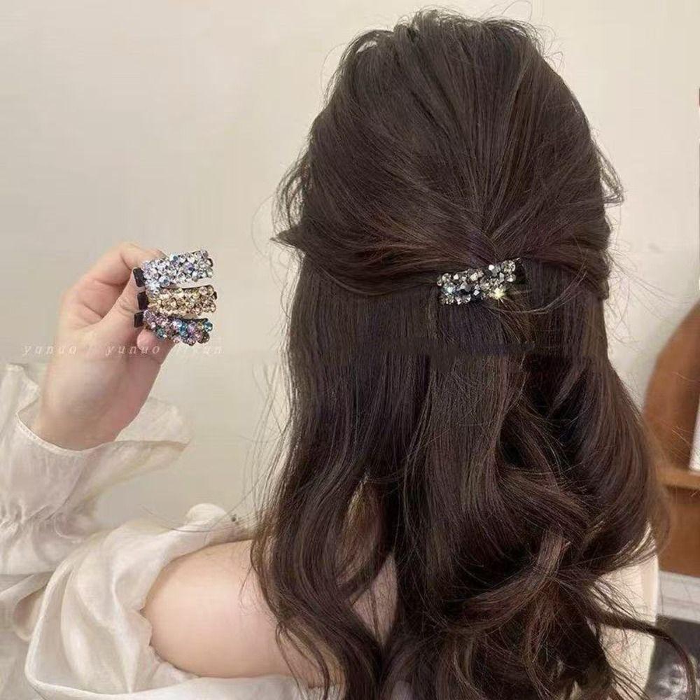 Blingbling Colorful Rhinestones Hairpin Shiny Bangs Clip Sweet Zircon Hairpin  Daily