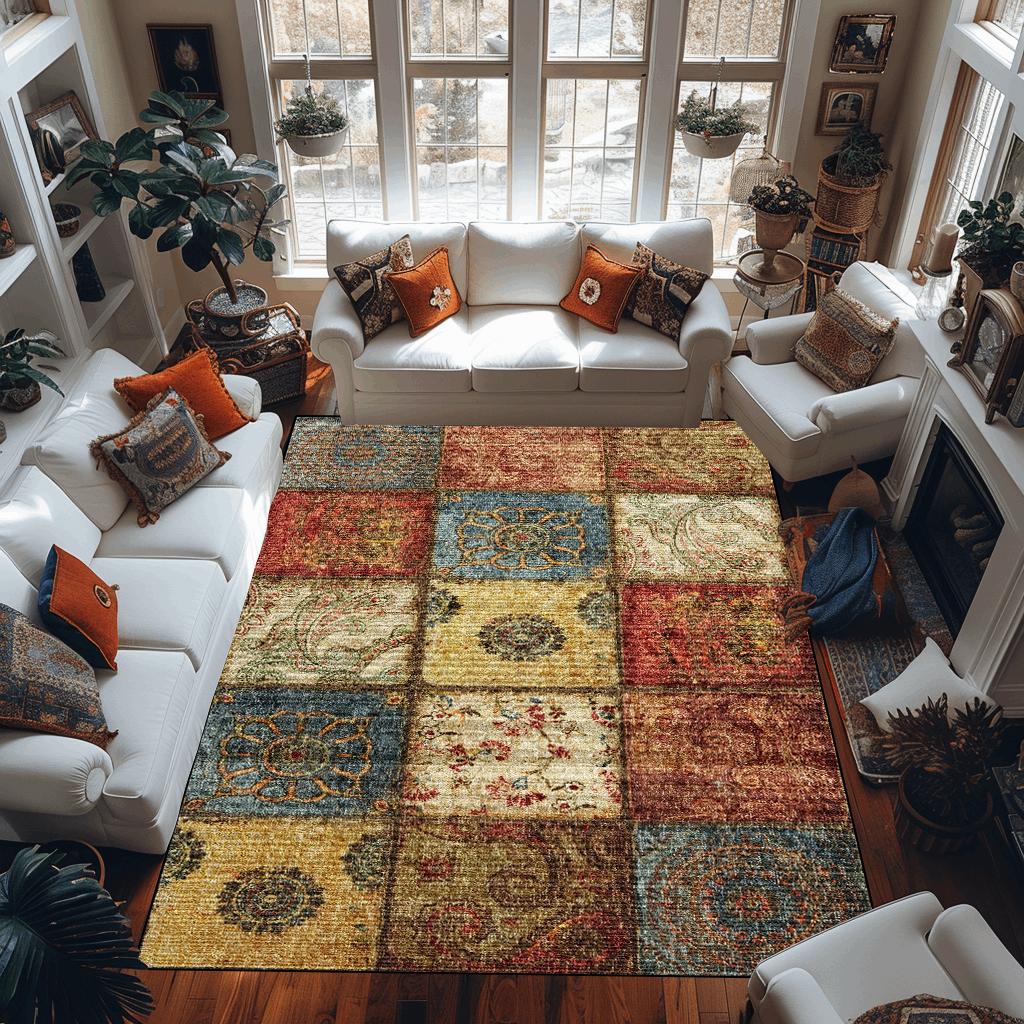 

Ковер в стиле мандала в стиле бохо для гостиной, 3D-геометрический, большой, для журнальных столиков, коврик для кухни, нескользящий, легко чистящийся, декоративный коврик 60x90cm door mat