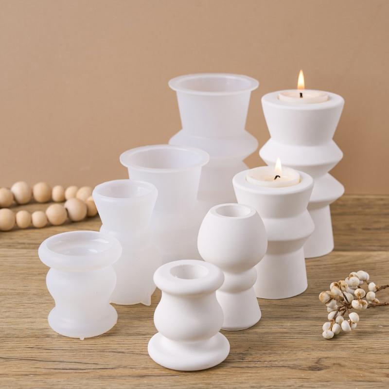 Roman Pillar Candle Holder Silicone Molds Nordics Style Candlestick Molds Plasters Casting Molds Table Decorations