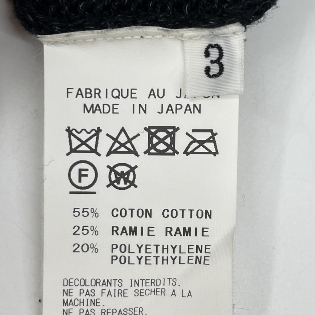 Yohji Yamamoto POUR HOMME HD-K91-380 Black Cotton Linen Blend High Neck Knit Cardigan tops 3 blackUsed