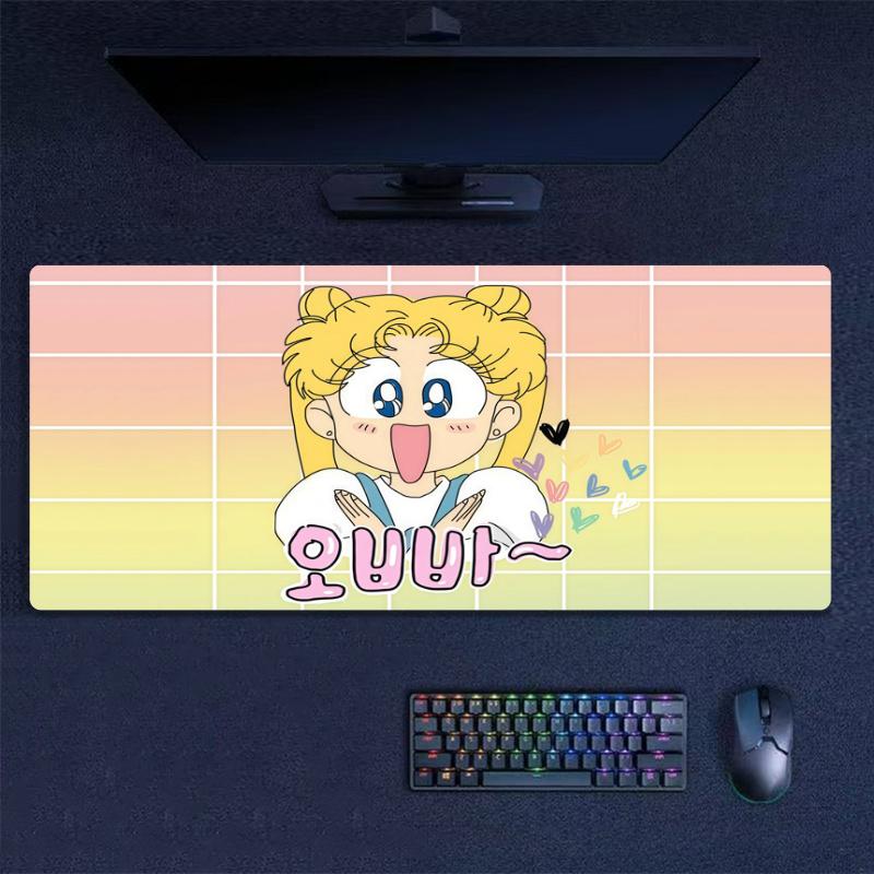 Cuscino con Stampa Sailor Moon Antiscivolo Tappetino Grande Mousepad per Laptop/Tablet XXL Tappetino per Mini PC con Bordo Bloccato