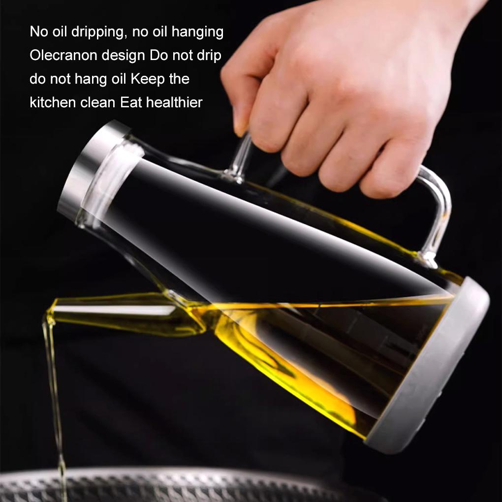 550/750/1000ml Große High-Borosilikatglas-Ölflasche für Speiseöl und Essig Spender Karaffe mit rutschfester Silikonbasis
