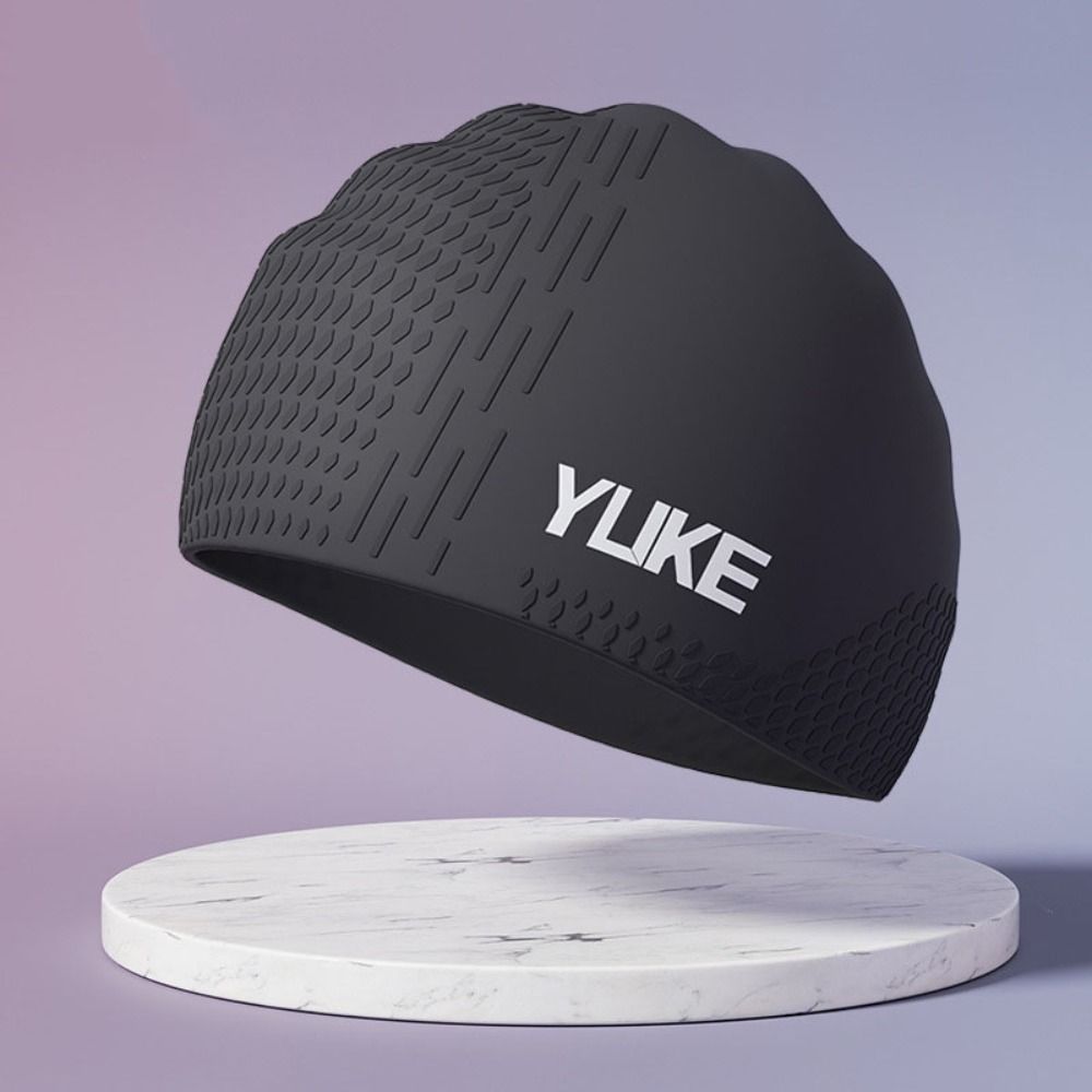 Elastic Swimming Hat Solid Color Printed Swimming Cap Silicone Swimming Cap  Water Sports