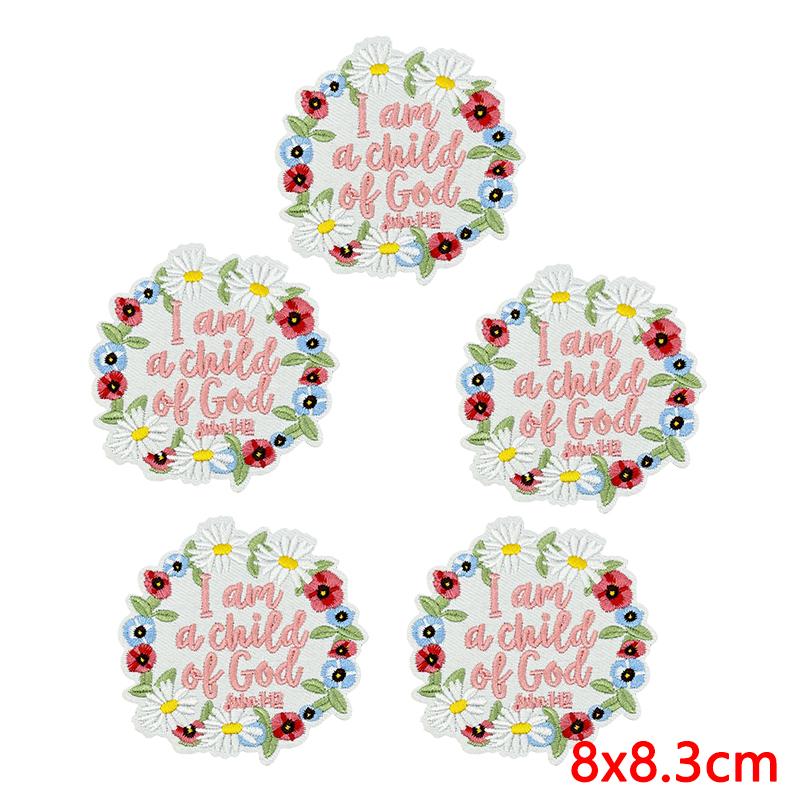 5pcs Wholesale Cartoon Jesus Embroidered For Clothes Iron On Patches For Clothing Hats Backpack Jackets Sew Embroidery Badges