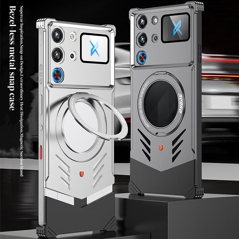 Elastischer Schnappverschluss Metall Aluminium 360 Rotierende Rüstungsabdeckung für ZTE nubia Red Magic 11S 11 10 Pro + Stoßfeste Wärmeableitung Hülle