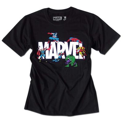 EVERSOUL Marvel Logo Short Captain Iron American Comic Size M T-Shirt, Sleeve, Hulk, Venom, America, Man, Characters, Men's, Black, [Used]