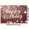 2D Luxury Pink Gold Glitter Happy Birthday Photography Background Banner