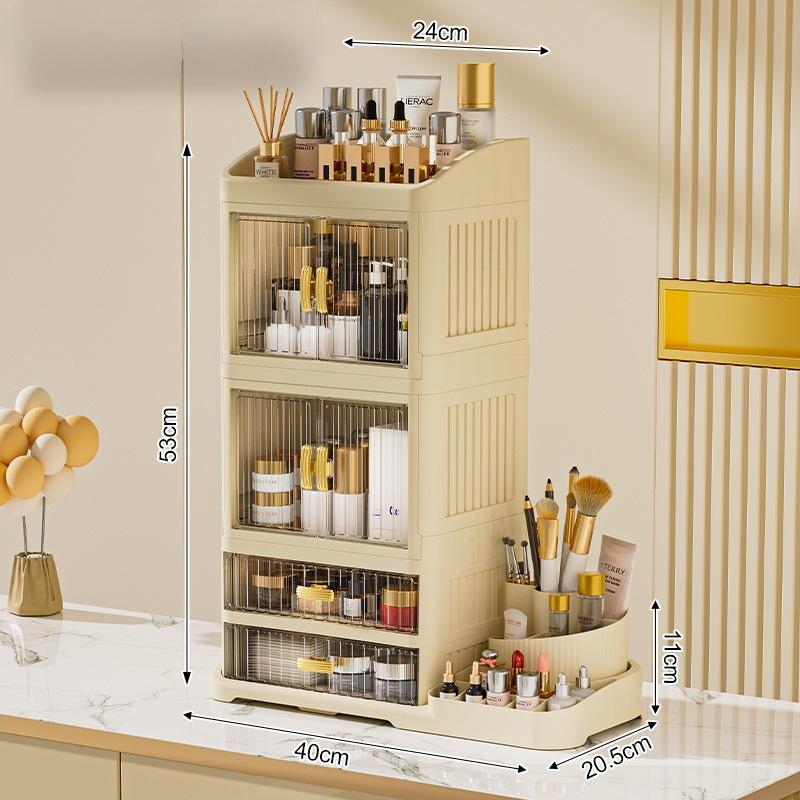 New Foldable Desktop Cosmetics Storage Box, Multi-layer Rack, Dustproof Large-capacity Dresser, Finishing Cabinet