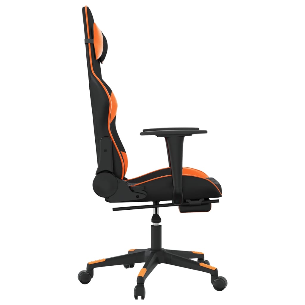 Gaming Chair with Footrest Black and Orange PU Leather