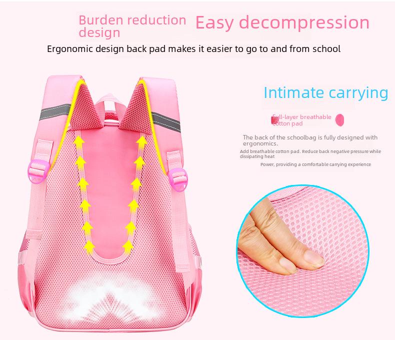 Elementary School Trolley Backpack for Girls (Grades 1-3 and 5-6), Ages 6-12, Korean Style