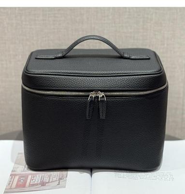 Minimalist Leather Cosmetic Bag - Portable Handheld Travel Storage Case