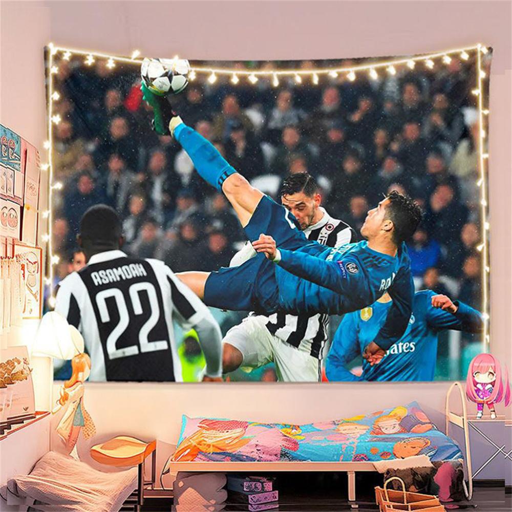 Telo di Sfondo Cristiano Ronaldo Stella del Calcio Telo da Appendere Multiple Misure Decorazione Murale per Dormitorio Arazzo da Parete