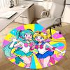 1pc Sailor Moon & Hatsune Miku Anime Cartoon Design Round Carpet - Office Chair Mat, Non-Slip Rug for Home Decor, Living Room, Bedroom, Game Room, Dor