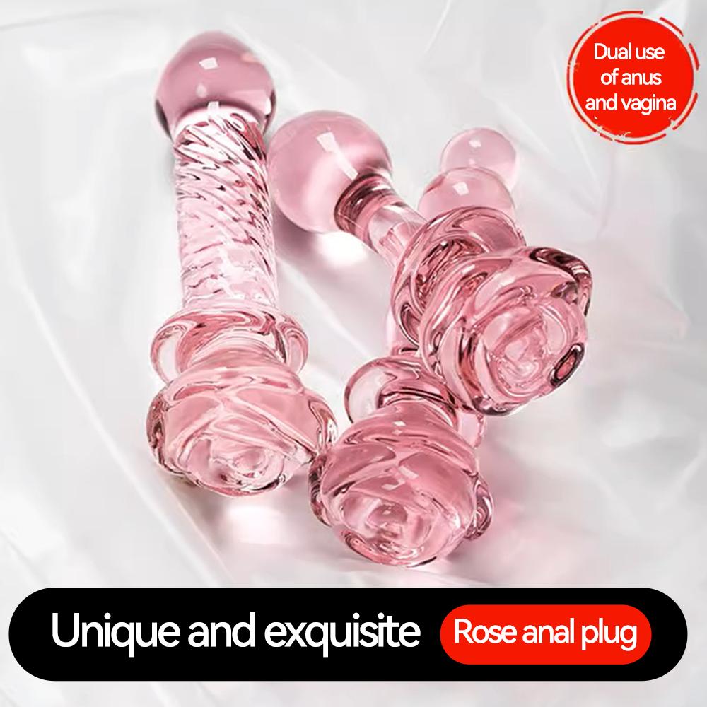 Cute Anal Dildos Glass Long Anal Plug Pink Glass Butt Plug Smooth But Plug Women Masturbation Dildos Sex Toys