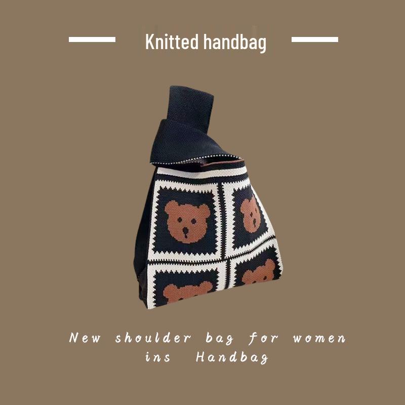 Trendy Women's Knitted Wool Bucket Handbag - Casual Tote & Lunch Box Bag