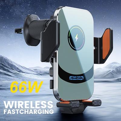 Wireless Car Charger Mount Phone Holder For iPhone Series Samsung Xiaomi Intelligent Induction 66W Fast Charging Vehicle Bracket