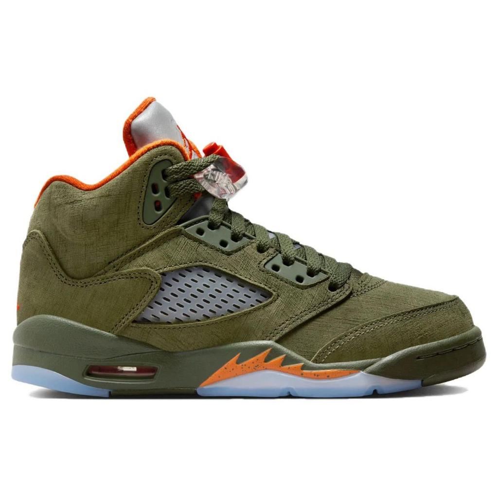 Air Jordan 5 Retro GS Olive 2024 Kids Sneakers Green Army-Olive Solar-Orange 440888-308