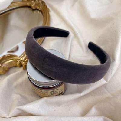 Korean Retro Elegant Velvet Sponge Headband Winter High Cranial Top Wide Edge with Red Press Hair Clamp