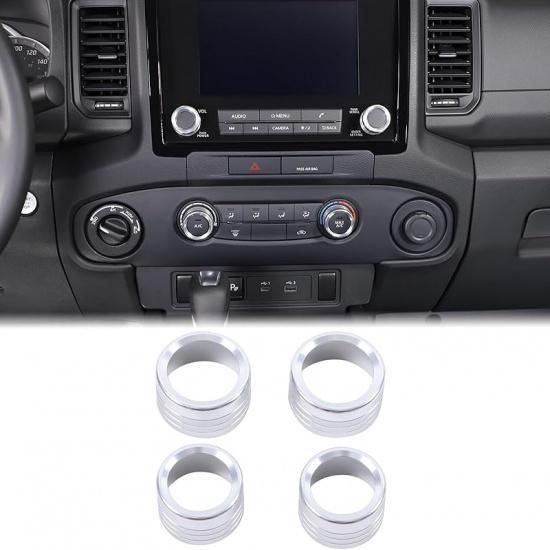 Aunginsy Center Console Air Conditioner Volume Knob Button Circle Cover Compatible with Nissan Frontier 2022-2025 Car 4Pcs A/C Switch Button Knob