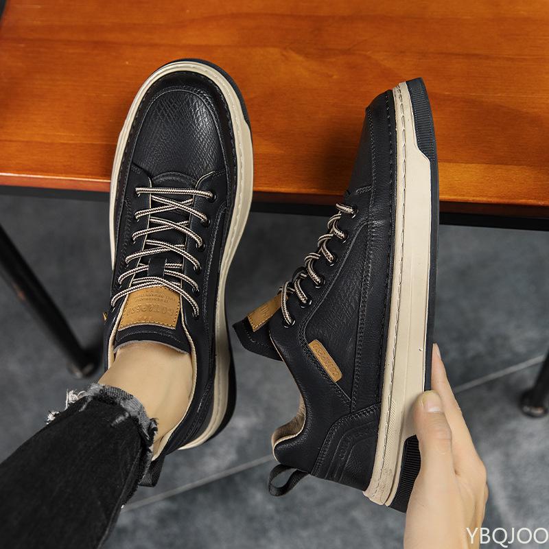 Fashion Men Fashion Leather Casual Shoes Mens Running Sneakers Outdoor Walking Shoes New Anti-skid Wear Men's Business Boots Size 39-44