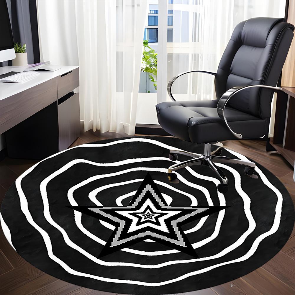 1pc Star Vortex Office Round Area Rug, Mat Suitable For Office, Under Office Chairs Bedroom Living Room Home Decor, Room Deco