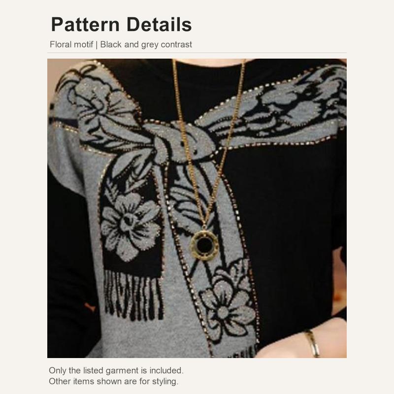 Women's Printed Long Sleeve Top Round Neck Casual Pullover Blouse