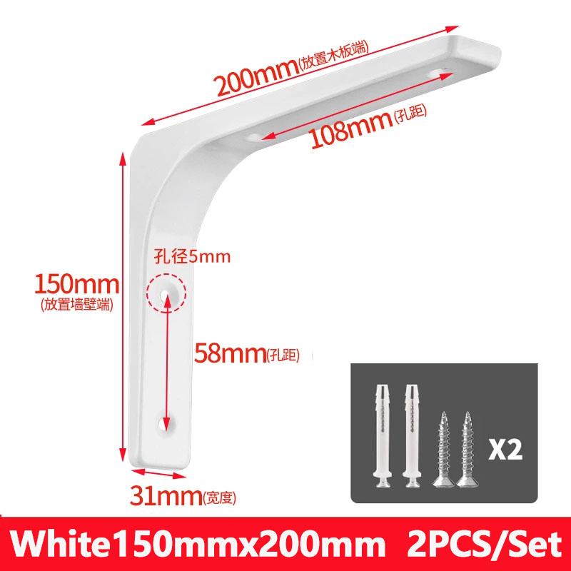 YM 2pcs Heavy Duty Stainless Steel L-Shaped Floating Shelf Brackets Wall Mount Black/White Corner Triangle 90 Degree Decorative