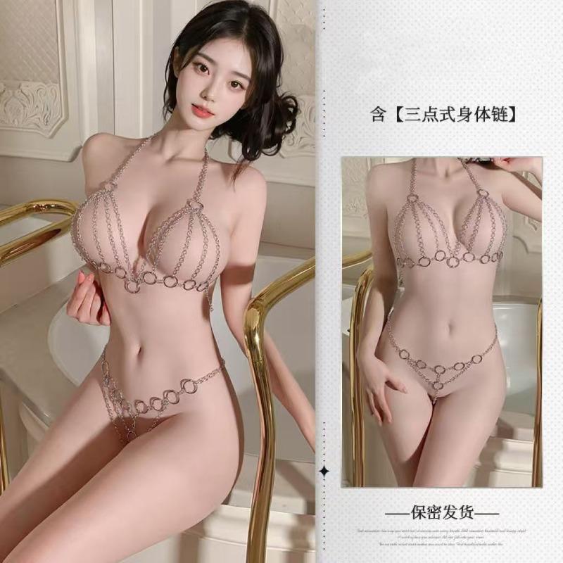Sex Underwear Sexy Tease Seduction Passion Chain Set Three-point Metal Chain Clothing Bundle Rope Clothing Uniform