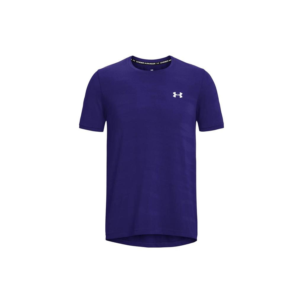 Under Armour Solid Color Crew Neck Loose Short Sleeve T-Shirt Men Tops Sonar-Blue 1373726-468