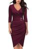  autumn and winter new European and American seven-quarter-sleeved V-neck office dinner reception dress, women's clothing