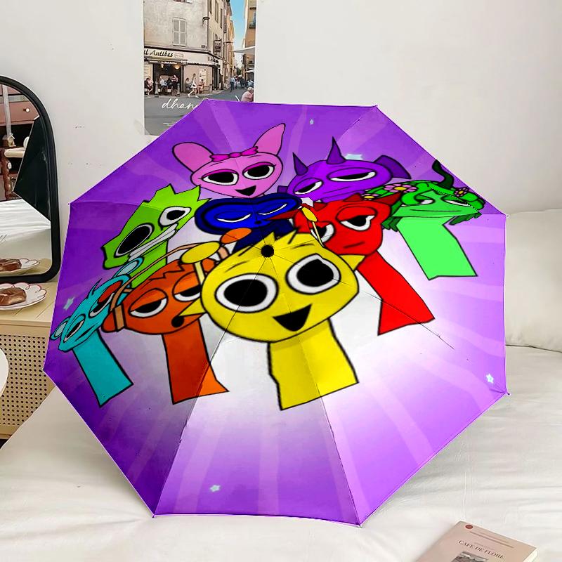 Colorful Sprun-ki Robot Party Umbrella 8-Frame for Travel, camping, Casual Lightweight Portable Umbrella, Essential for every family Holidays Gift