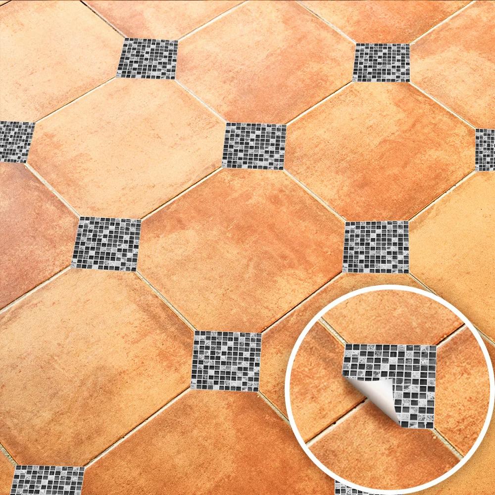 10pcs/set 10/15/20/30cm Flat Marble Mosaic Hard Tiles Wall Sticker Kitchen Bathroom Floor Diagonal Decor Wallpaper PVC Art Mural