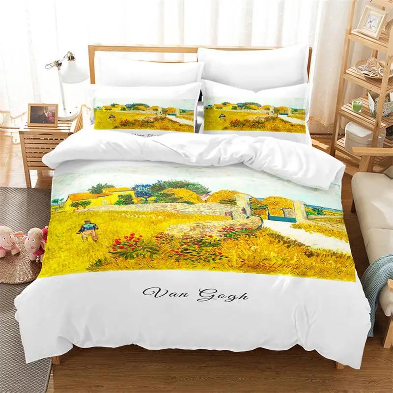 Oil Painting Van Gogh Duvet Cover Starry Sky Night Bedding Set Microfiber 3D Comforter Cover King Full Gifts For Girls Boys Teen