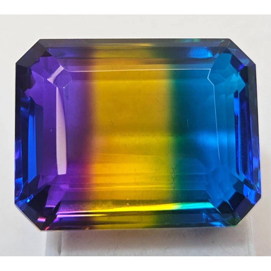 Certified Natural Tourmaline Bi-Color Emerald Cut 100+ Ct Fabulous Gemstone