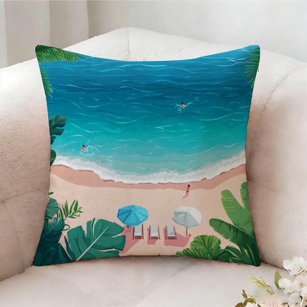 Charming Seaside Retreat Pillow Case Pillowcase, Double-sided Printed, Sofa Cushion, Bedroom Headboard Pillow
