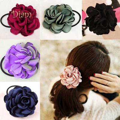 Tenfyer Hair Band Rope Camellia Flower Kucyk Holder Scrunchie Hairband Accessory