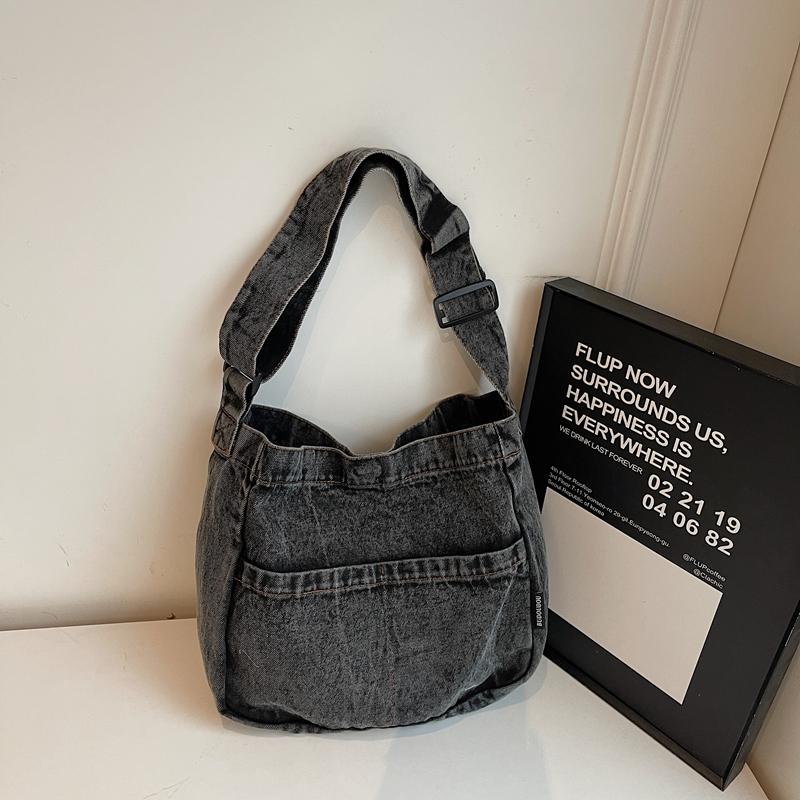 Denimveske Dame Skulderveske Stor Kapasitet Pendler Crossbody-veske