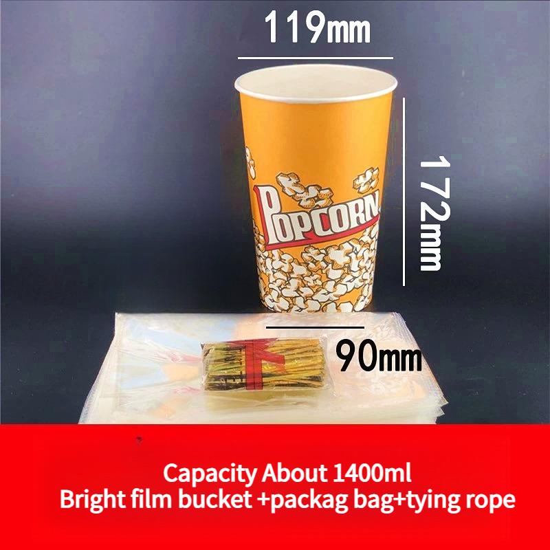 Large Capacity Popcorn Bucket Disposable Food Grade Paper Bucket Thickened Packag Box for Cinemas Oil Proof and Leak Proof Snack Packaging Container
