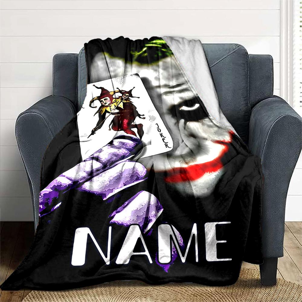Customiz Name Personality Joker Blanket Soft &Warm Sofa Office Bed Travel Lunch Break Blanket, Gift Suitable All Seasons